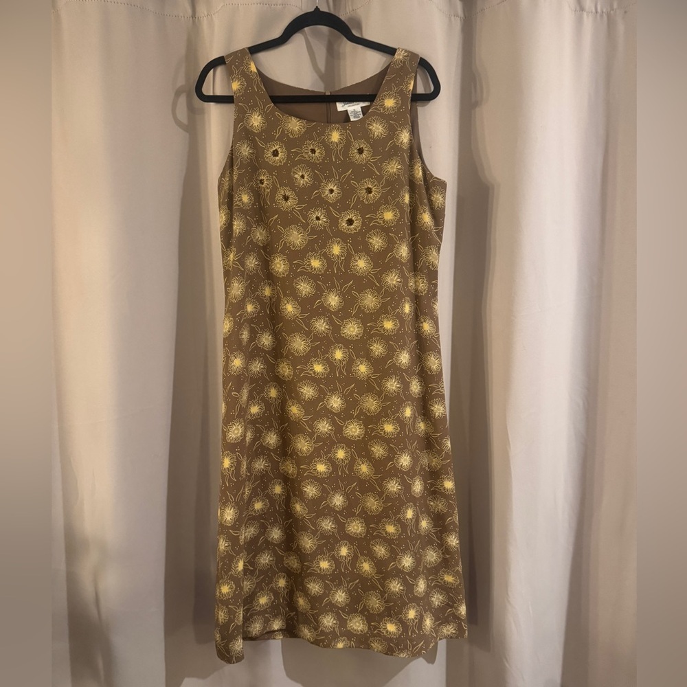 Judith Hart Long Brown Floral Sleeveless Dress